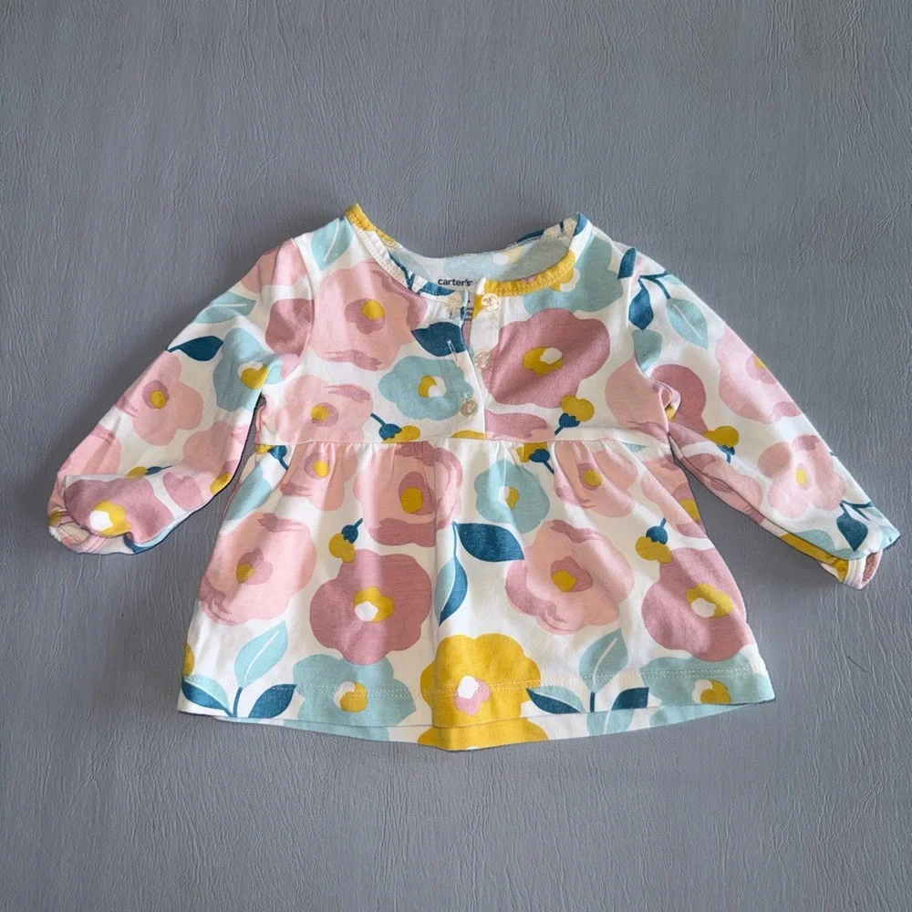 Carter's Floral Baby Top with Pink and Yellow Accents‎